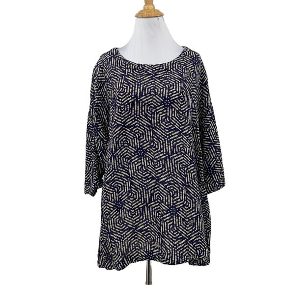 Soft Surroundings Blouse Womens M Medium Monaco Blue Button Up Back Tunic Top - Picture 1 of 12